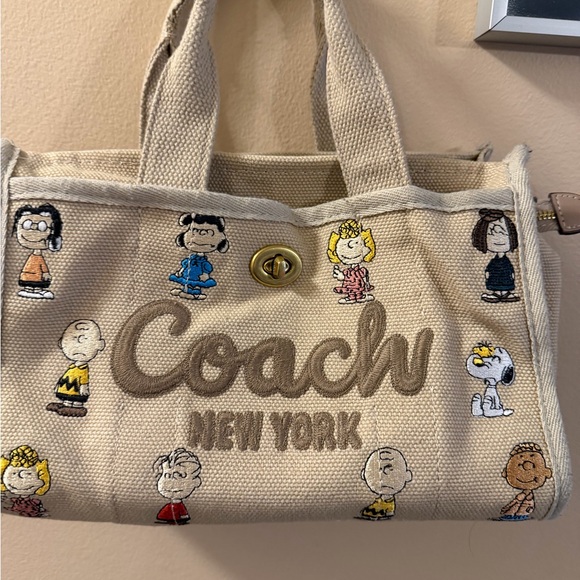Coach Peanuts Collection Tan Tote with Orange Strap, Cardholder and Hangtag - Picture 2 of 8